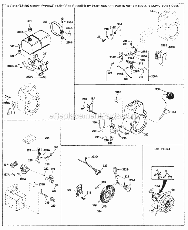 Engine Parts List #3 Diagram and Parts List for HM80-155215F  Tecumseh Engine