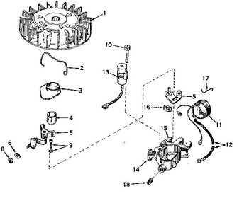 Magneto Diagram and Parts List for 642-20A  Tecumseh Engine