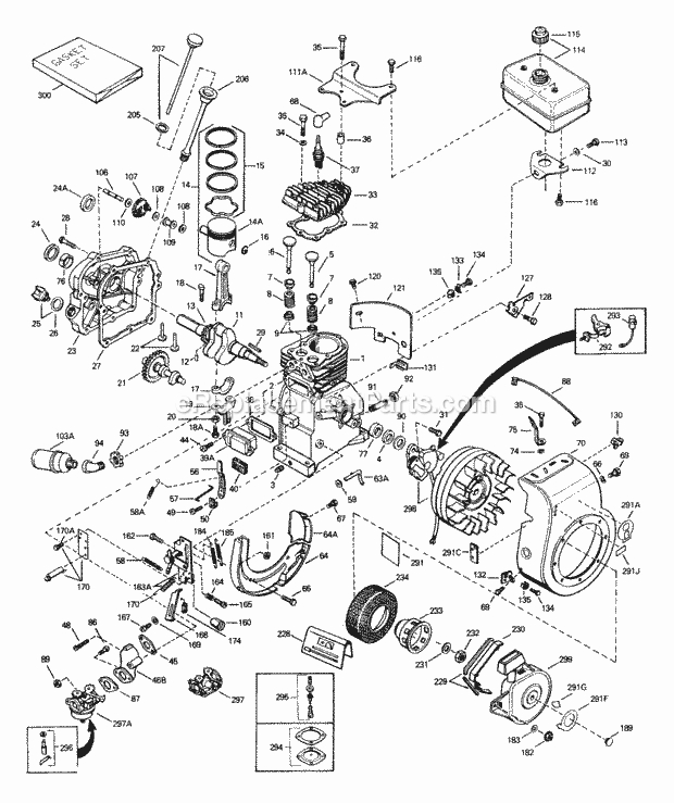 Engine Parts List #1 Diagram and Parts List for H35-45457M  Tecumseh Engine