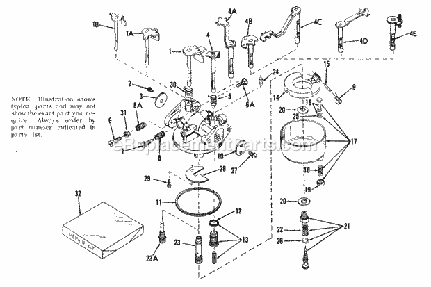 Carburetor Diagram and Parts List for CA-631040  Tecumseh Engine