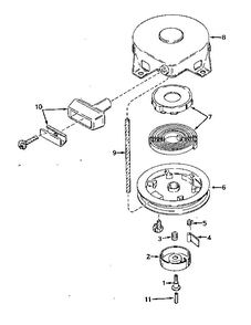 Rewind Starter Diagram and Parts List for 642-16D  Tecumseh Engine