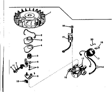 Magneto Diagram and Parts List for 670-72B  Tecumseh Engine