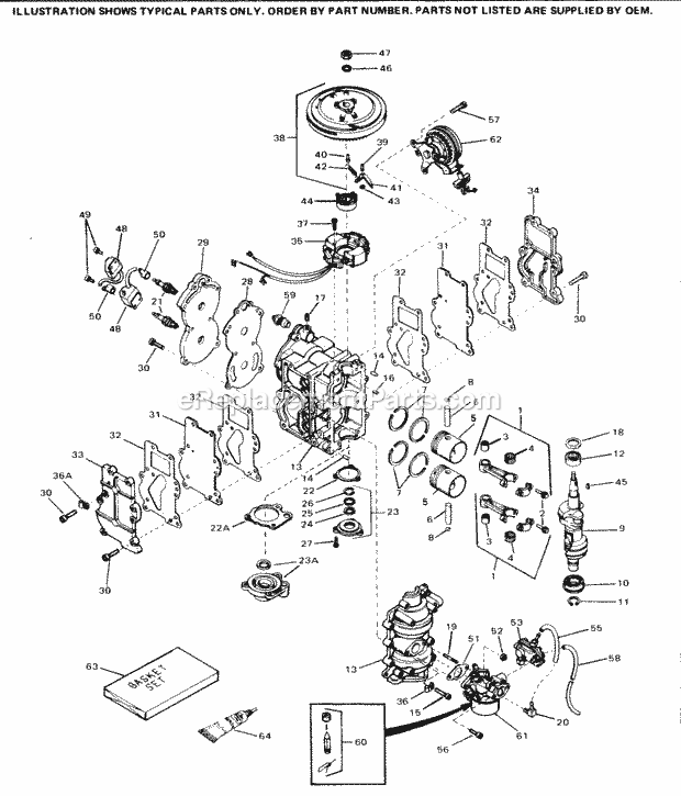 Engine Parts List Diagram and Parts List for BV1500-385A  Tecumseh Engine