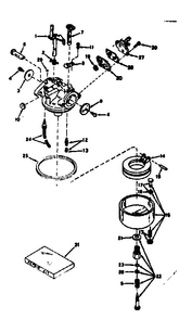 Carburetor Assembly Diagram and Parts List for 643-14A  Tecumseh Engine