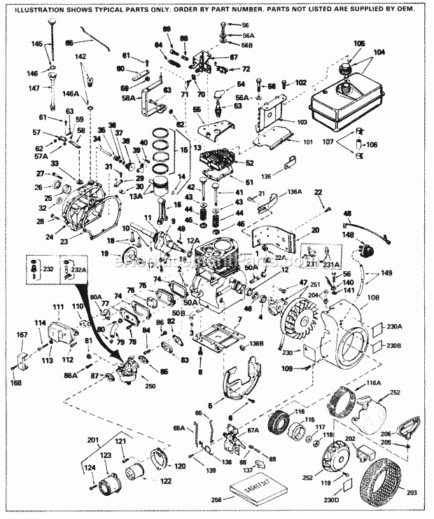 Engine Parts List #1 Diagram and Parts List for HH50-95054H  Tecumseh Engine