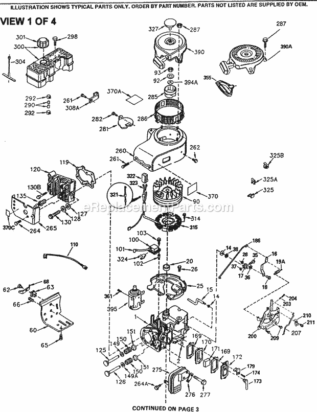 Engine Parts List #1 Diagram and Parts List for SBV-SBV-2280A  Tecumseh Engine