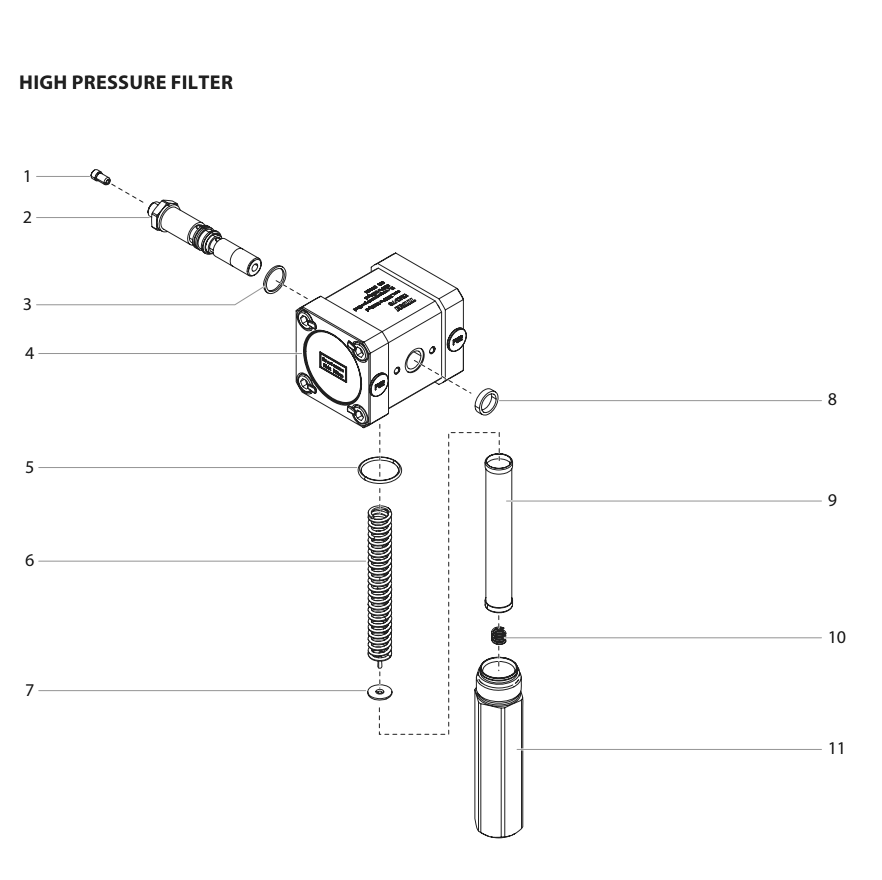 Elite 4500 High Pressure Filter Diagram and Parts List for ELITE-4500  Titan Paint Sprayer