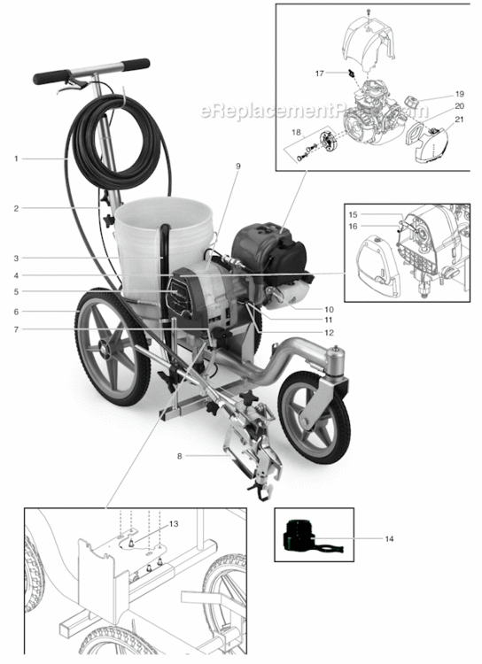 Main Assembly Diagram and Parts List for PL850  Titan Paint Sprayer