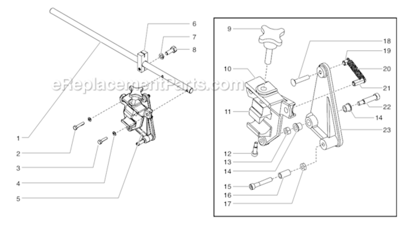 Gun Holder Assembly Diagram and Parts List for PL850  Titan Paint Sprayer