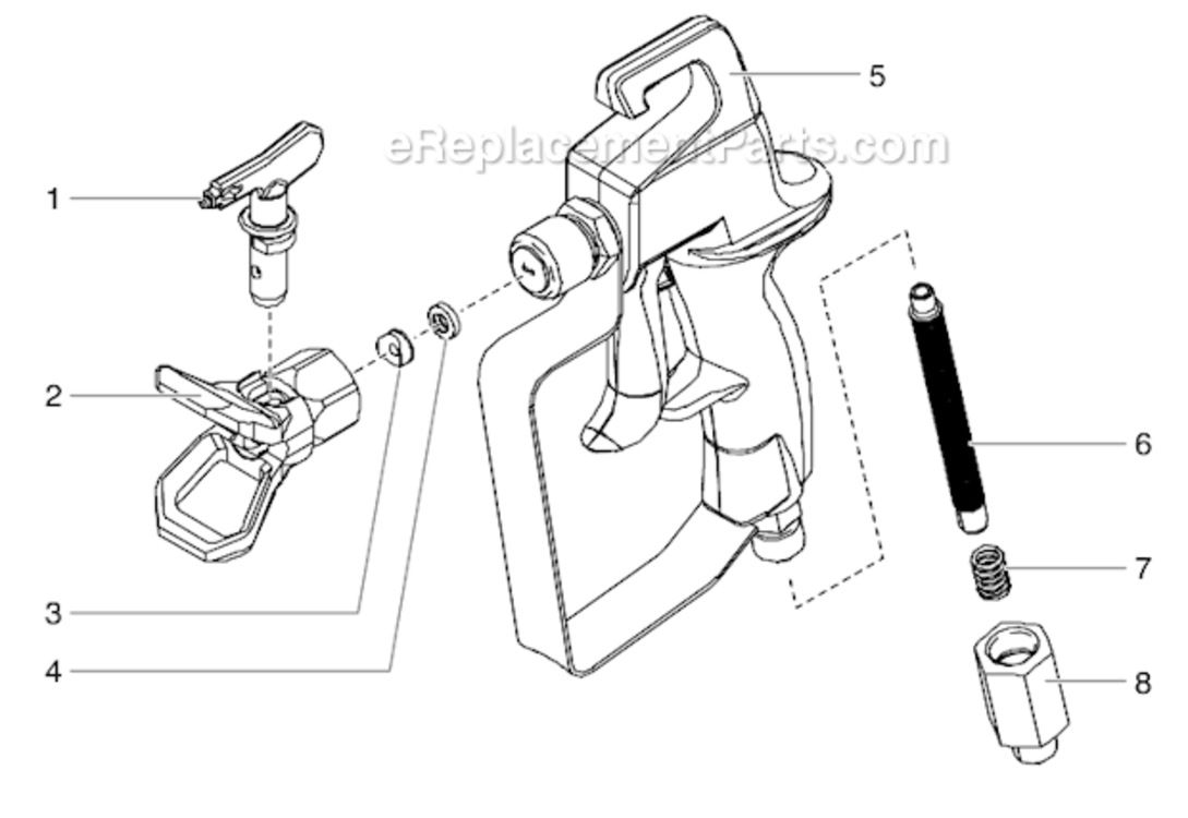 Spray Gun Diagram and Parts List for PL850  Titan Paint Sprayer