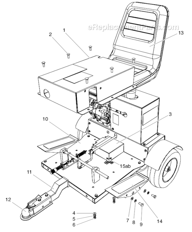 Pedal Control Diagram and Parts List for SPEEFLO PowrDriver Titan Paint Sprayer