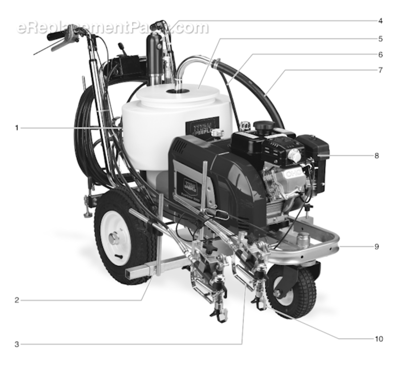 Main Assembly Diagram and Parts List for 8950 0290011 Titan Paint Sprayer