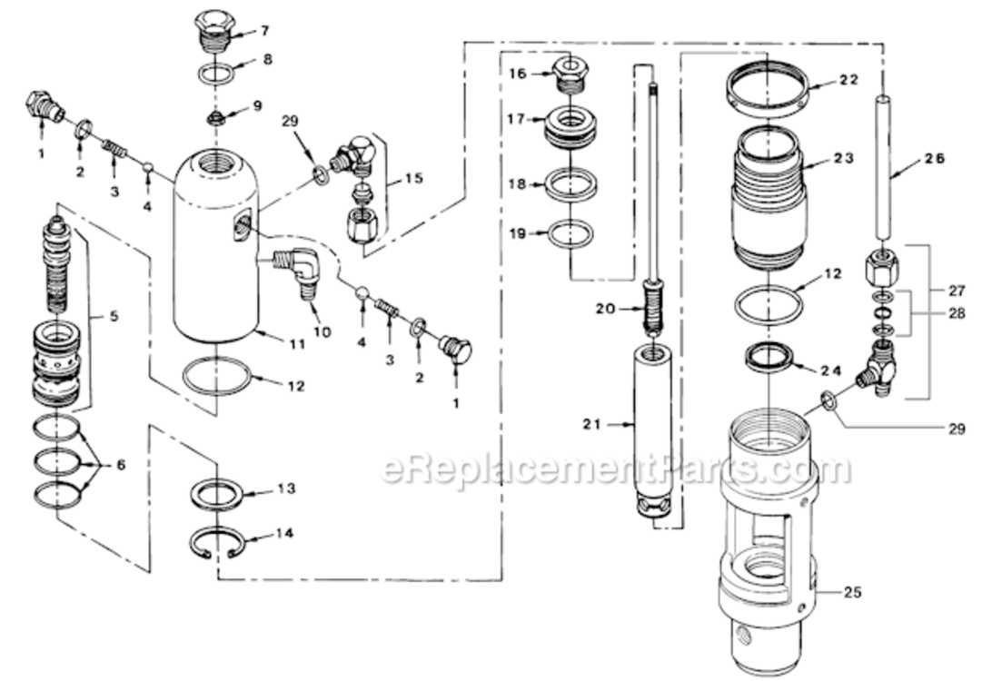 Fluid Section Diagram and Parts List for 8950 0290011 Titan Paint Sprayer