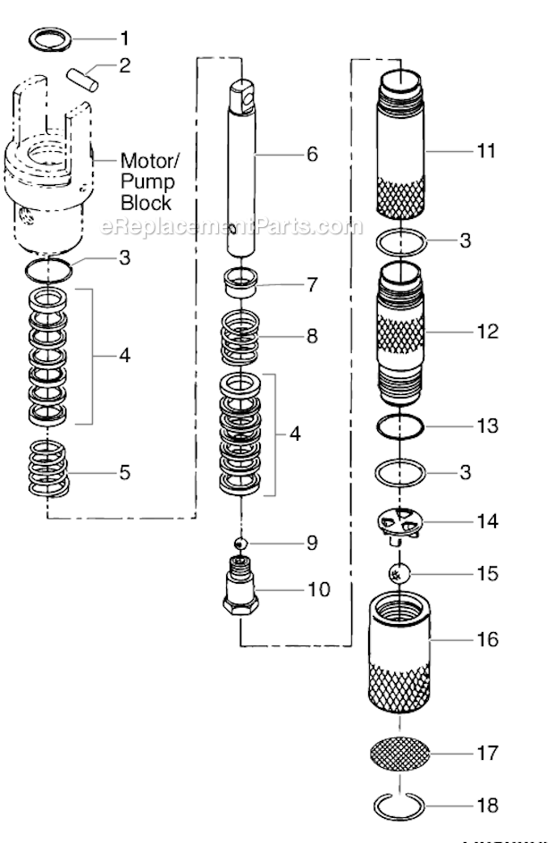 Fluid Section Diagram and Parts List for 6900GHD 448-605 Titan Sprayer