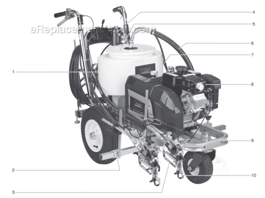 Main Assembly Diagram and Parts List for 4950 0290019 Titan Paint Sprayer