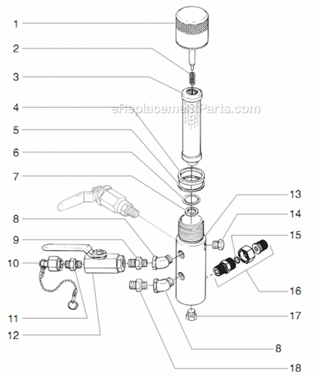 Filter Assembly Diagram and Parts List for 4950 0290019 Titan Paint Sprayer