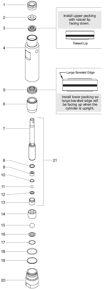 Epx2555 Fluid Section Assembly (P/N 0552155) Diagram and Parts List for EPX2555  Titan Paint Sprayer