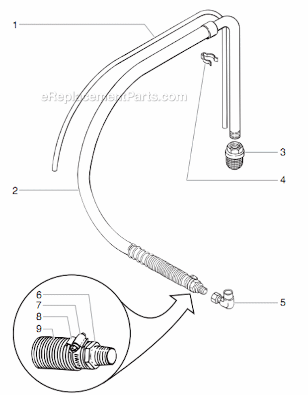 Siphon Set Diagram and Parts List for GPX165 0509009 Titan Paint Sprayer