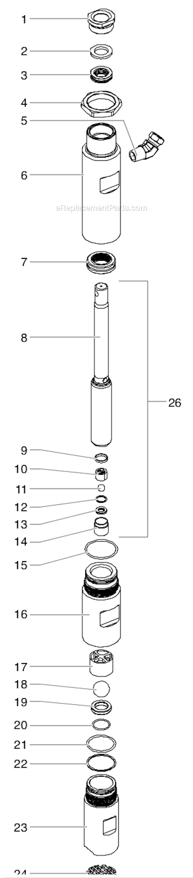 Fluid Section Assembly Diagram and Parts List for GPX220 0509023 Titan Paint Sprayer