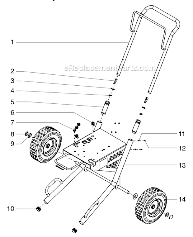 Cart Assembly Diagram and Parts List for GPX220 0509023 Titan Paint Sprayer