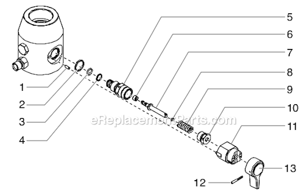 Prime/Spray Valve Assembly Diagram and Parts List for GPX220 0509023 Titan Paint Sprayer