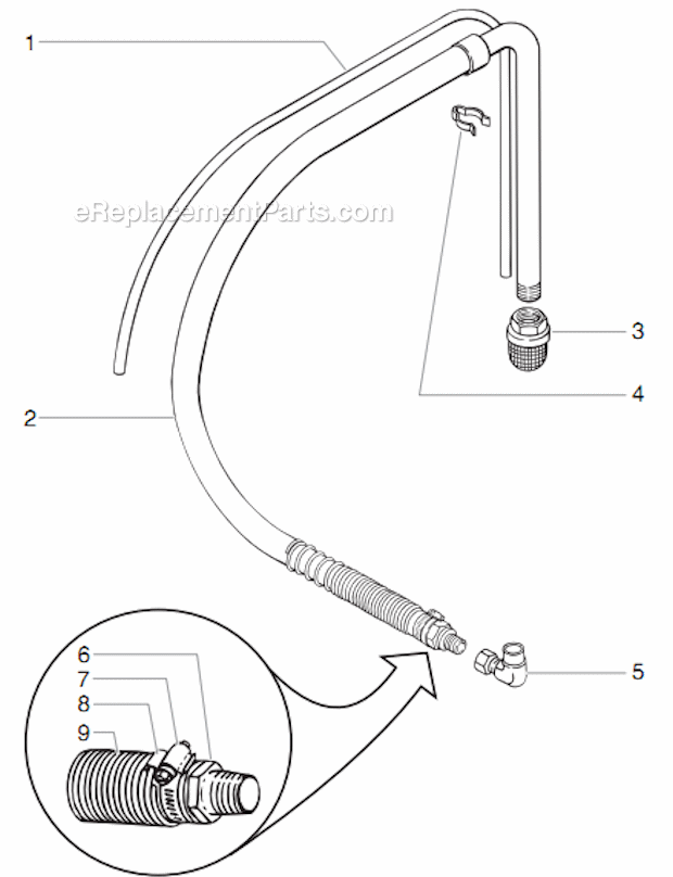 Siphon Set Diagram and Parts List for GPX220 0509023 Titan Paint Sprayer