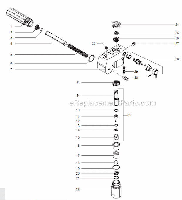 Fluid Section Assembly Diagram and Parts List for GPX85 0509036 Titan Paint Sprayer