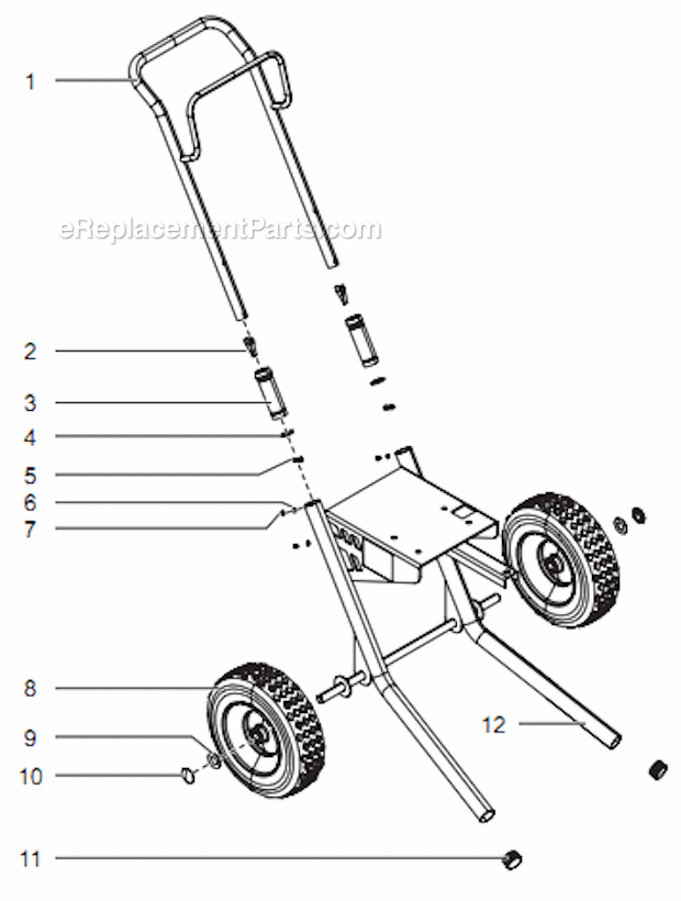 Cart Assembly Diagram and Parts List for GPX85 0509036 Titan Paint Sprayer