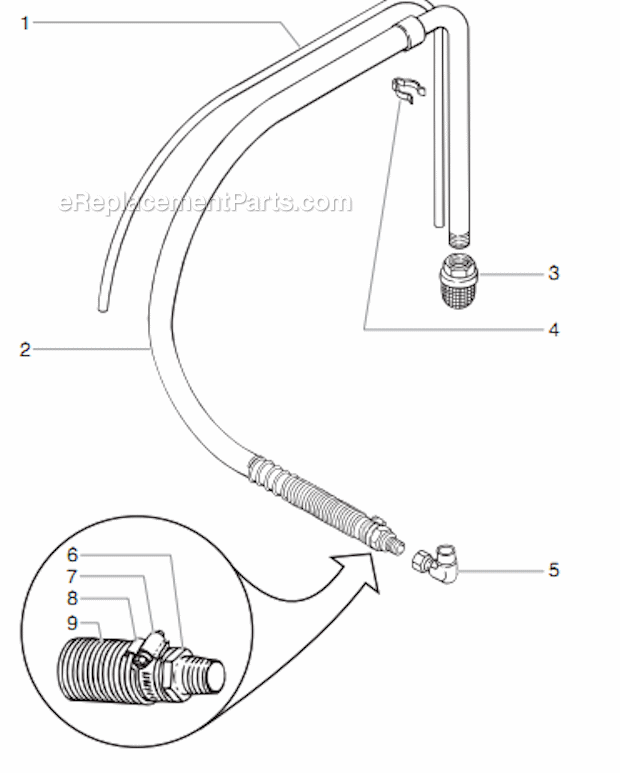 5 Gallon Siphon Set Diagram and Parts List for GPX85 0509036 Titan Paint Sprayer