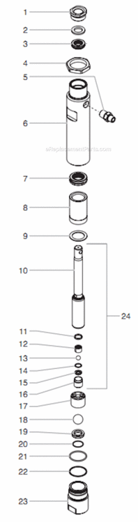 Fluid Section Assembly Diagram and Parts List for GPX 0509039 Titan Paint Sprayer
