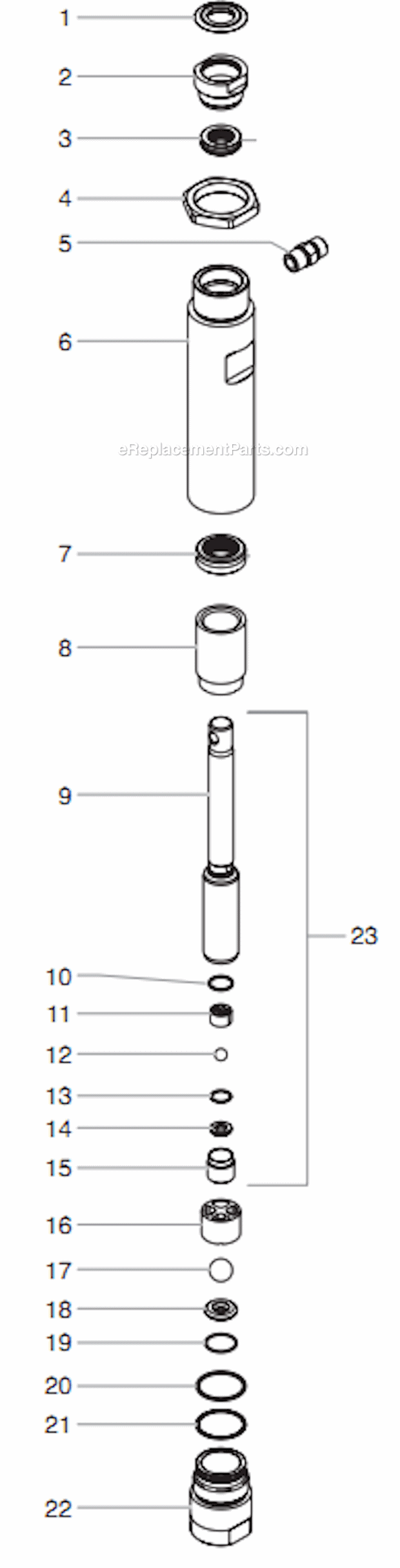 Fluid Section Assembly Diagram and Parts List for GPX130 0509054 Titan Paint Sprayer