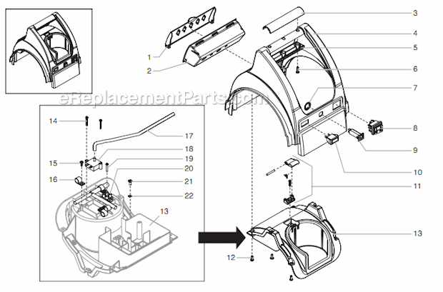 Upper Housing Assembly Diagram and Parts List for 75  Titan Sprayer