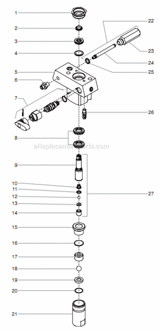 Fluid Section Assembly Diagram and Parts List for 400 0552054 Titan Paint Sprayer