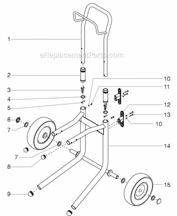 Upright Cart Assembly Diagram and Parts List for 500 0552055 Titan Paint Sprayer