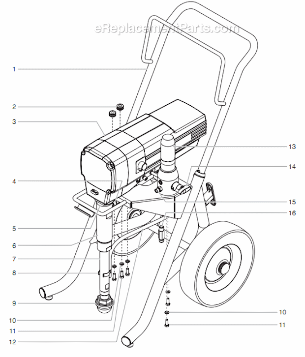 Main Assembly Diagram and Parts List for 700 0552063 Titan Paint Sprayer