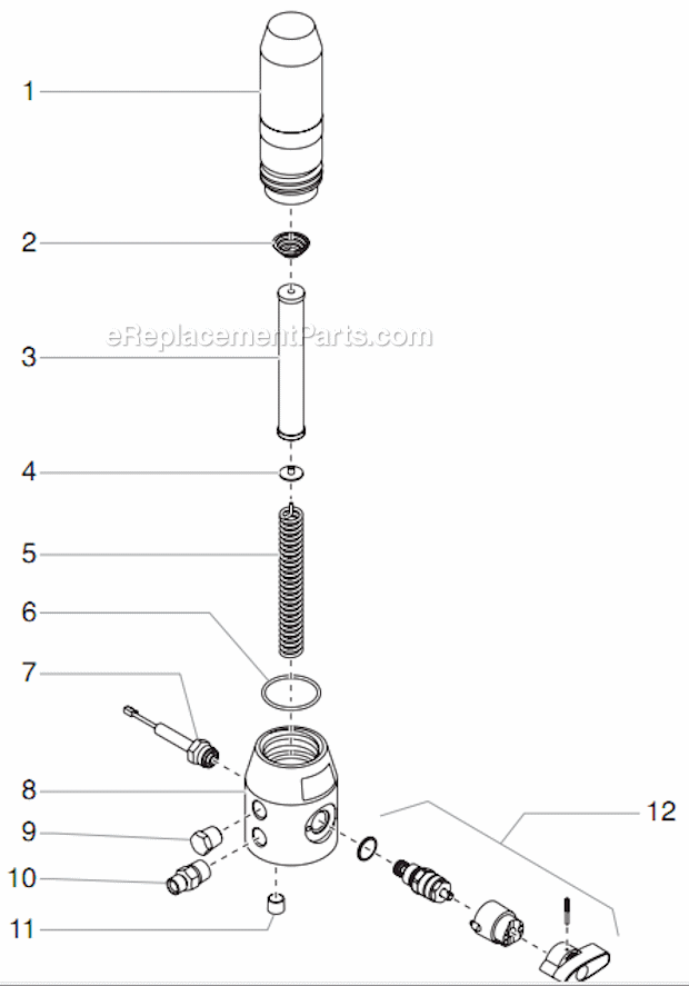 Filter Assembly Diagram and Parts List for 700 0552064 Titan Paint Sprayer