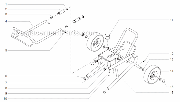 Low Boy Cart Assembly Diagram and Parts List for 700 0552064 Titan Paint Sprayer
