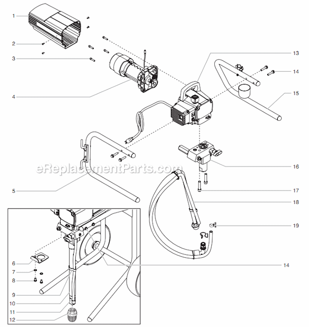 Main Assembly Diagram and Parts List for 400 0552071 Titan Paint Sprayer