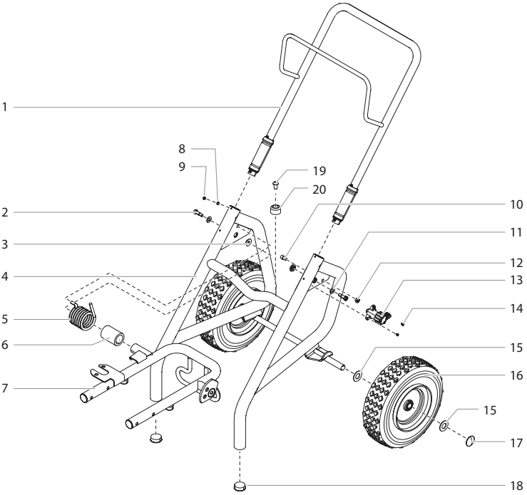 Impact 1040t Upright Cart Assembly Diagram and Parts List for 1040TS  Titan Paint Sprayer