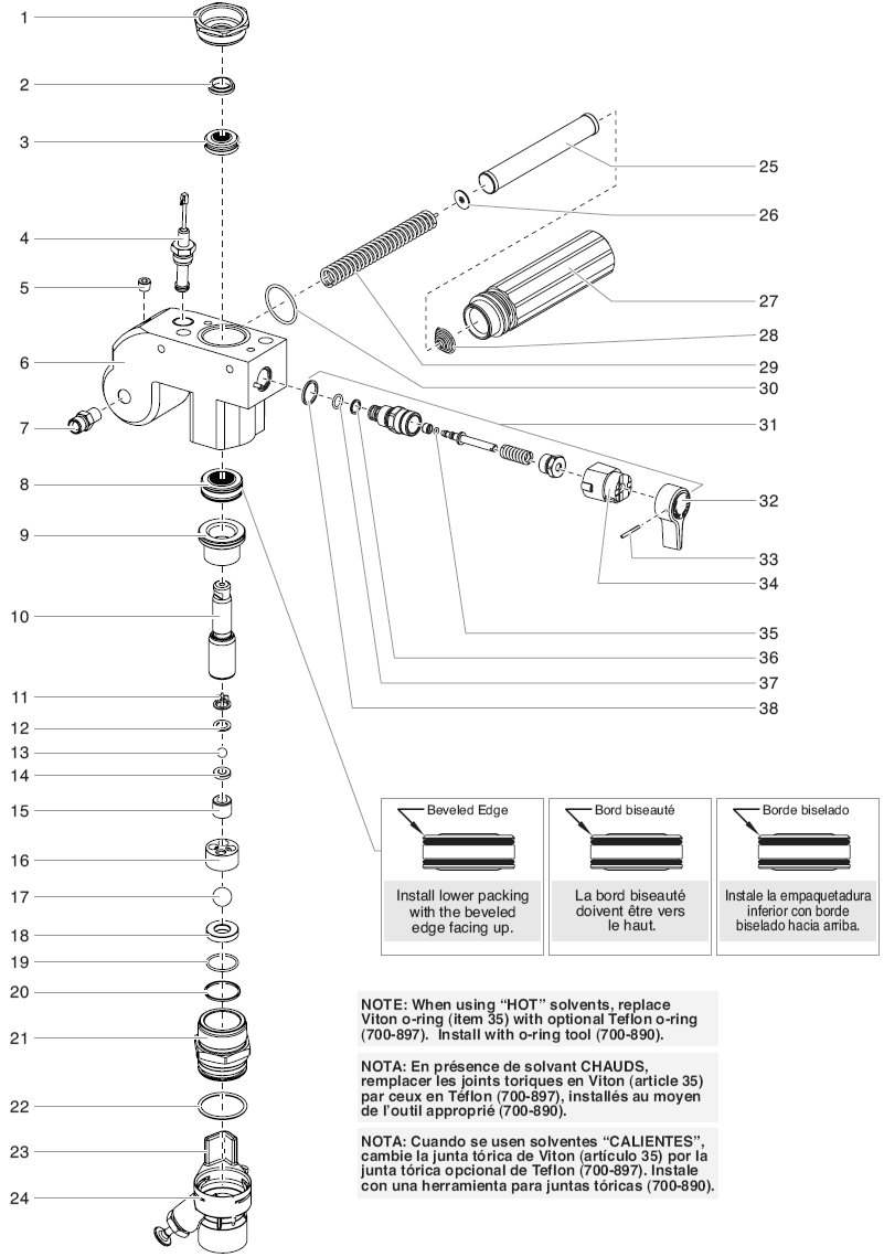 Rentspray 600 Impact Fluid Section Assembly Diagram and Parts List for 600 impact Titan Paint Sprayer