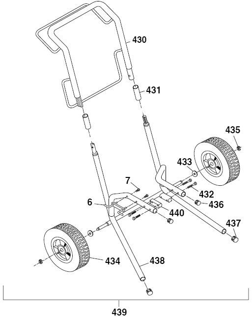 Epic 447hpx High Rider Frame Assembly Diagram and Parts List for 447HPX  Titan Paint Sprayer