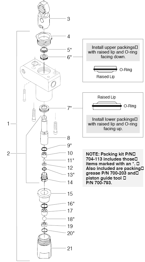 330 Fluid Section Assembly Diagram and Parts List for 330  Titan Paint Sprayer