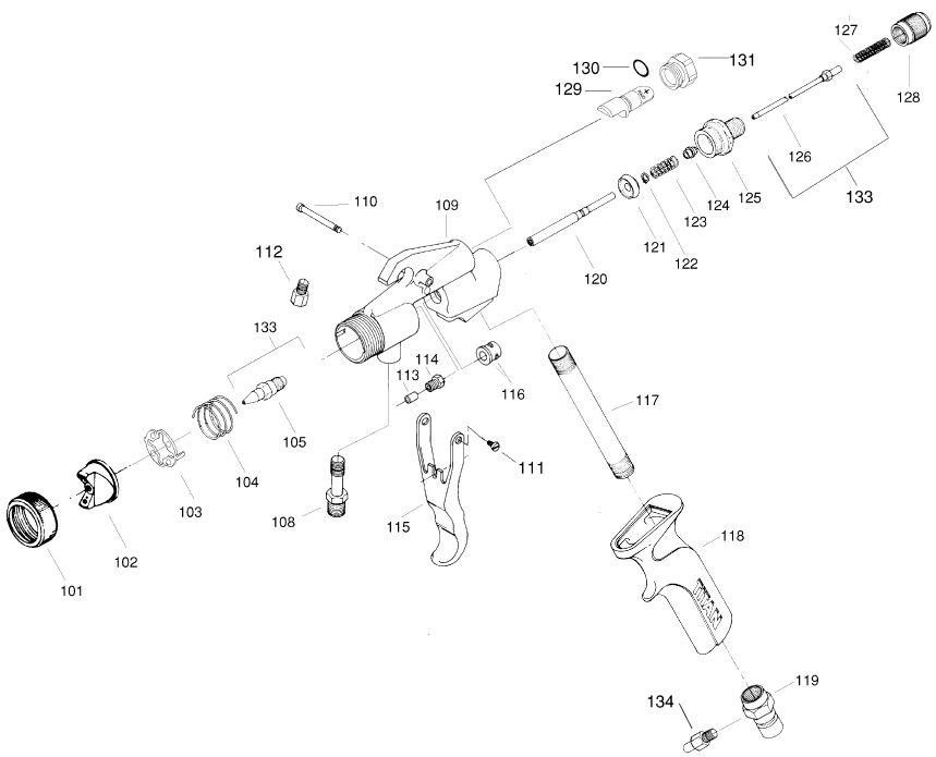 Profinish 773-300 Gun Diagram and Parts List for TS-TSR-TSP  Titan Paint Sprayer