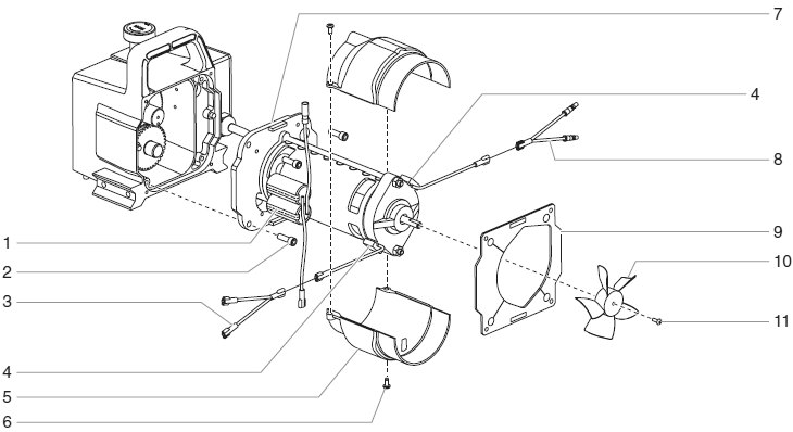 340 Motor Assembly Diagram and Parts List for 340  Titan Paint Sprayer