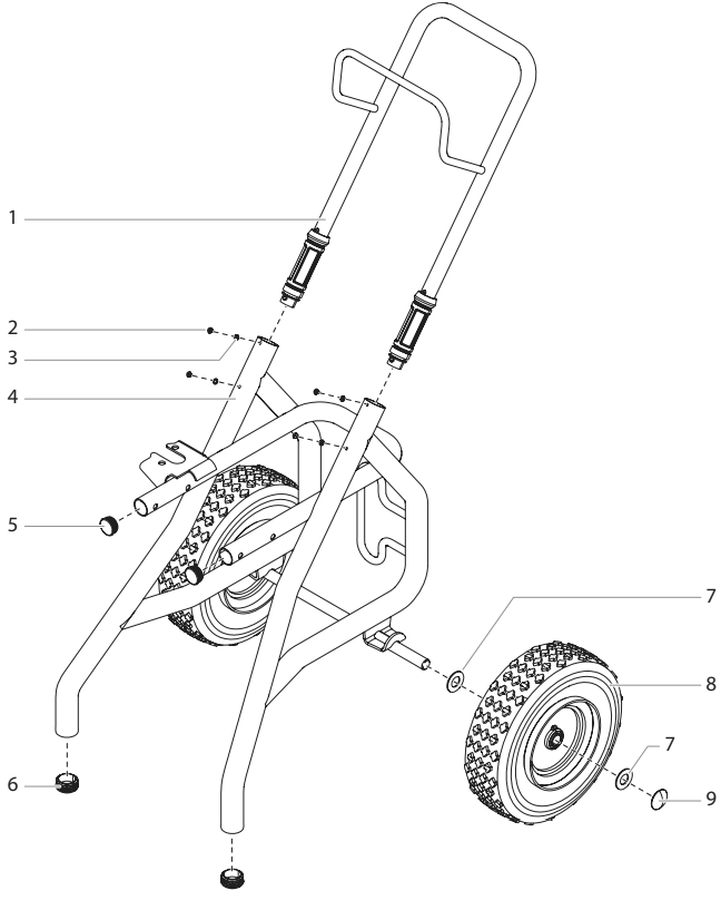 Impact 840 Upright Cart Assembly (P/N 0552537a) Diagram and Parts List for 840  Titan Paint Sprayer