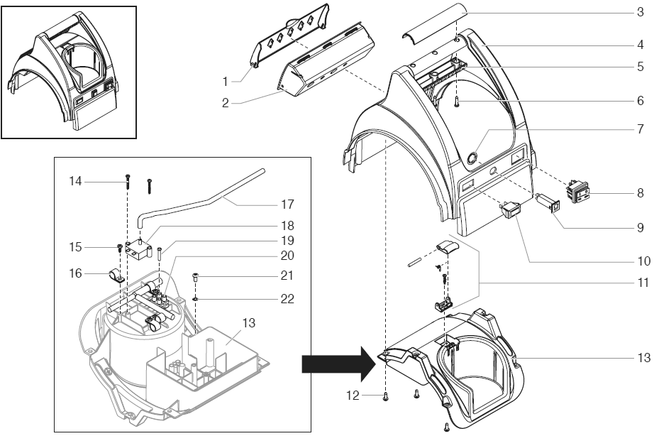Capspray 95 Upper Housing Assembly Diagram and Parts List for CAPSPRAY-95HVLP  Titan Paint Sprayer