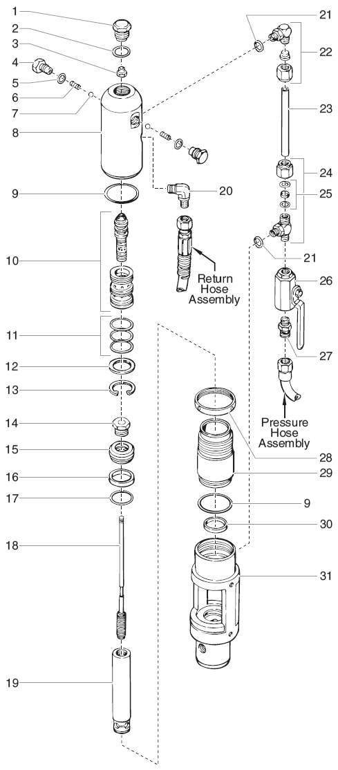 Powrtex 6900sf / 12000sv Hydraulic Motor Diagram and Parts List for 6900SF-12000SV  Titan Paint Sprayer