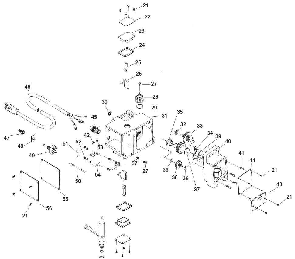 Epic 447hpx Gear Box Diagram and Parts List for 447HPX  Titan Paint Sprayer