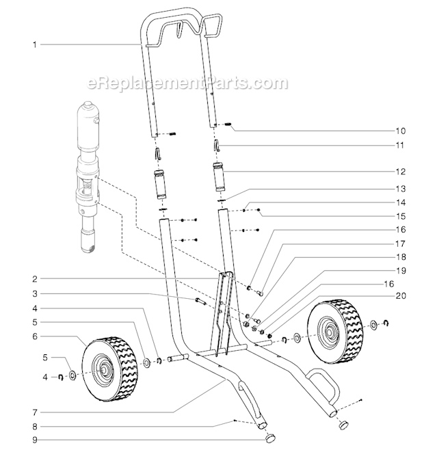 Cart Assembly Diagram and Parts List for 4900XLT 335-320 Titan Sprayer