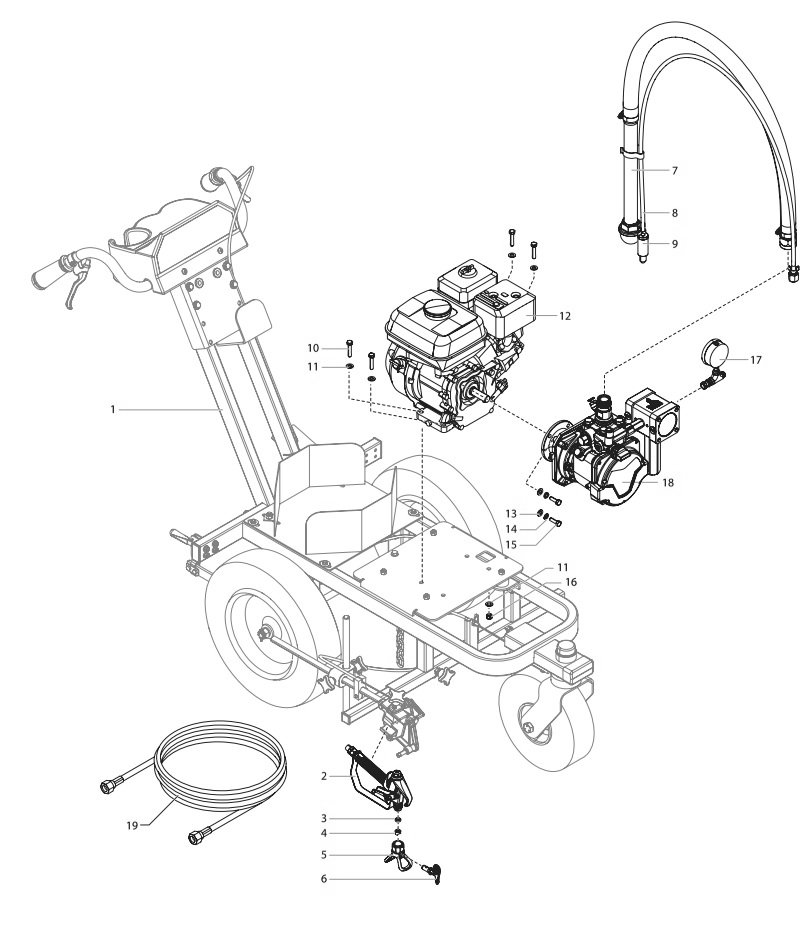 Powrliner 3500 Main Assembly Diagram and Parts List for 3500-3500S  Titan Paint Sprayer